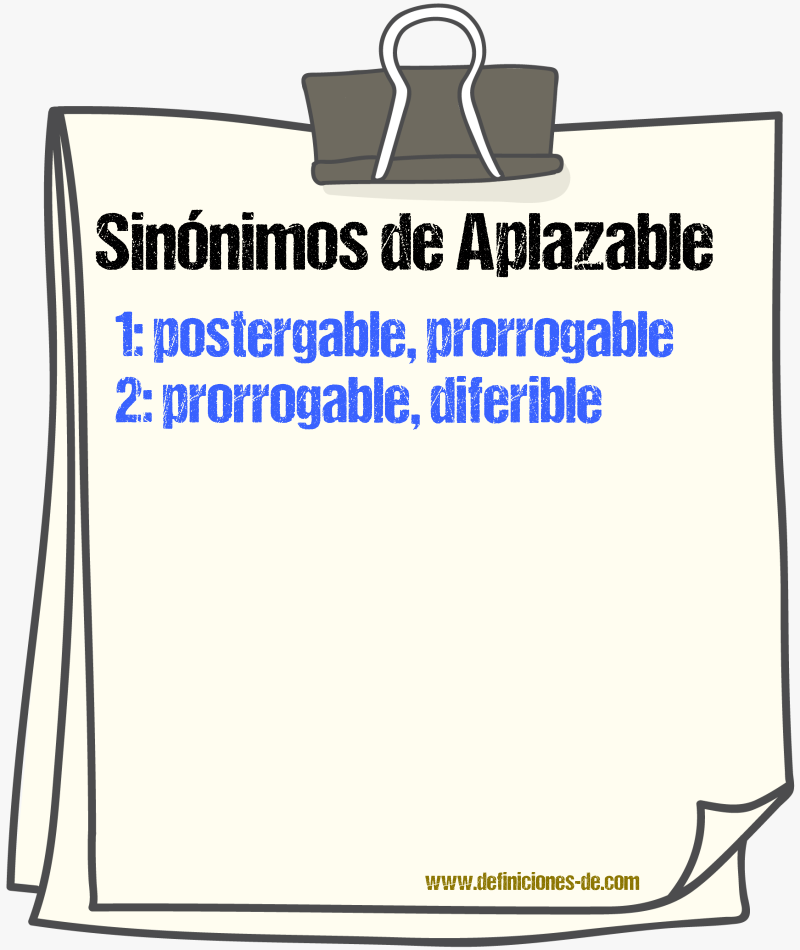 Sinónimos de aplazable