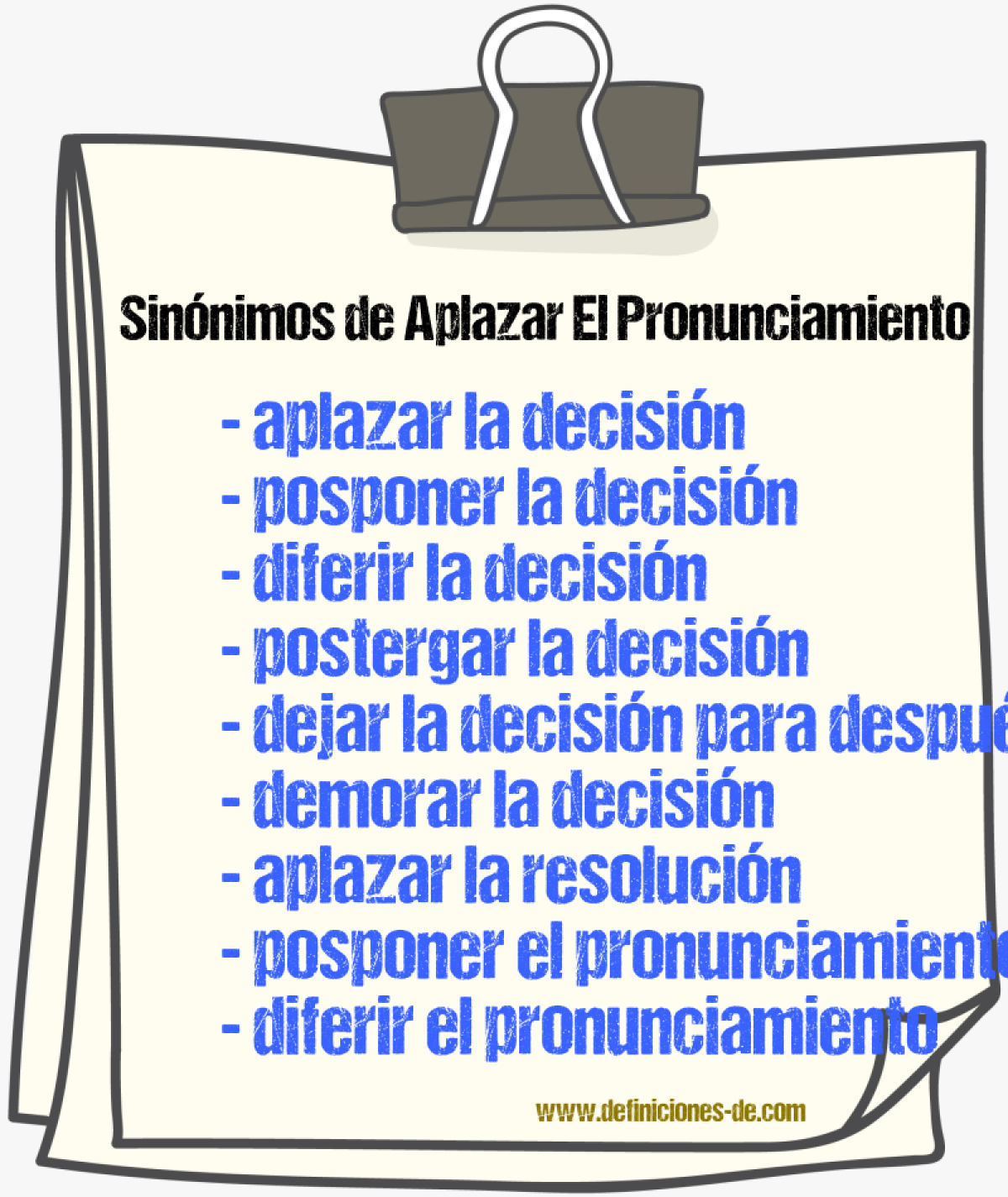 Sinónimos de aplazar el pronunciamiento