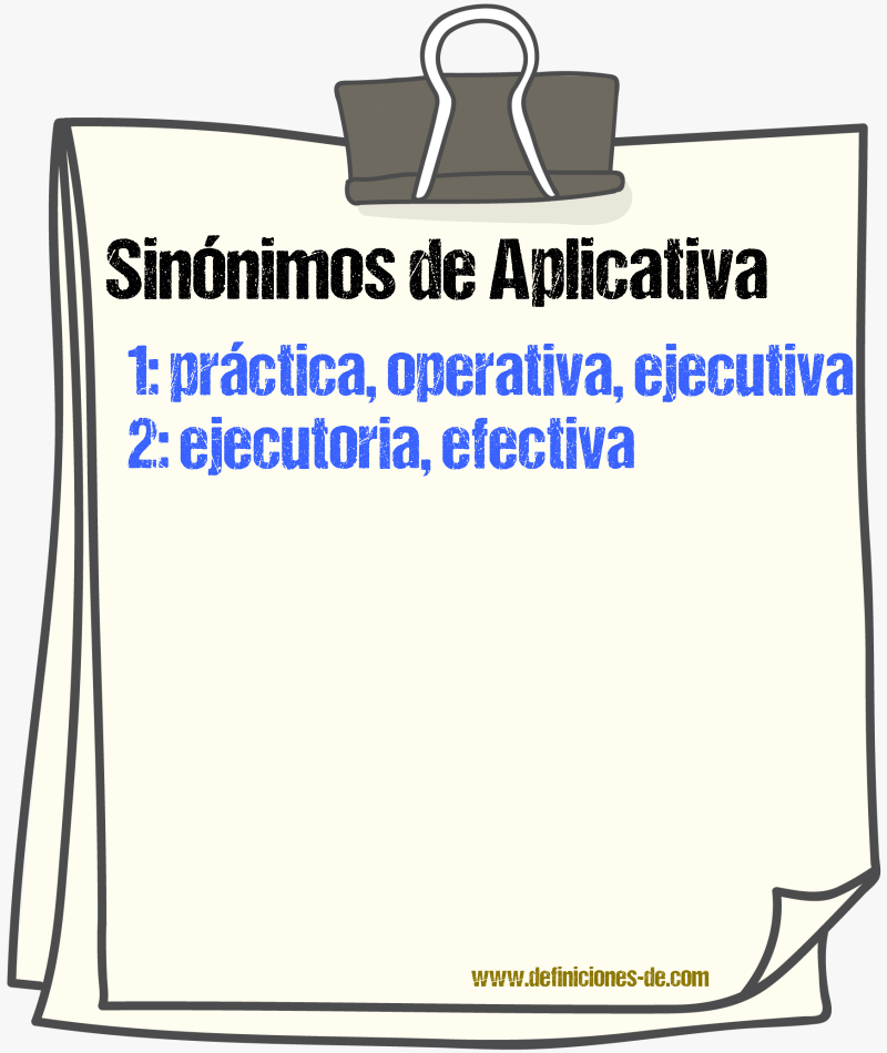 Sinónimos de aplicativa