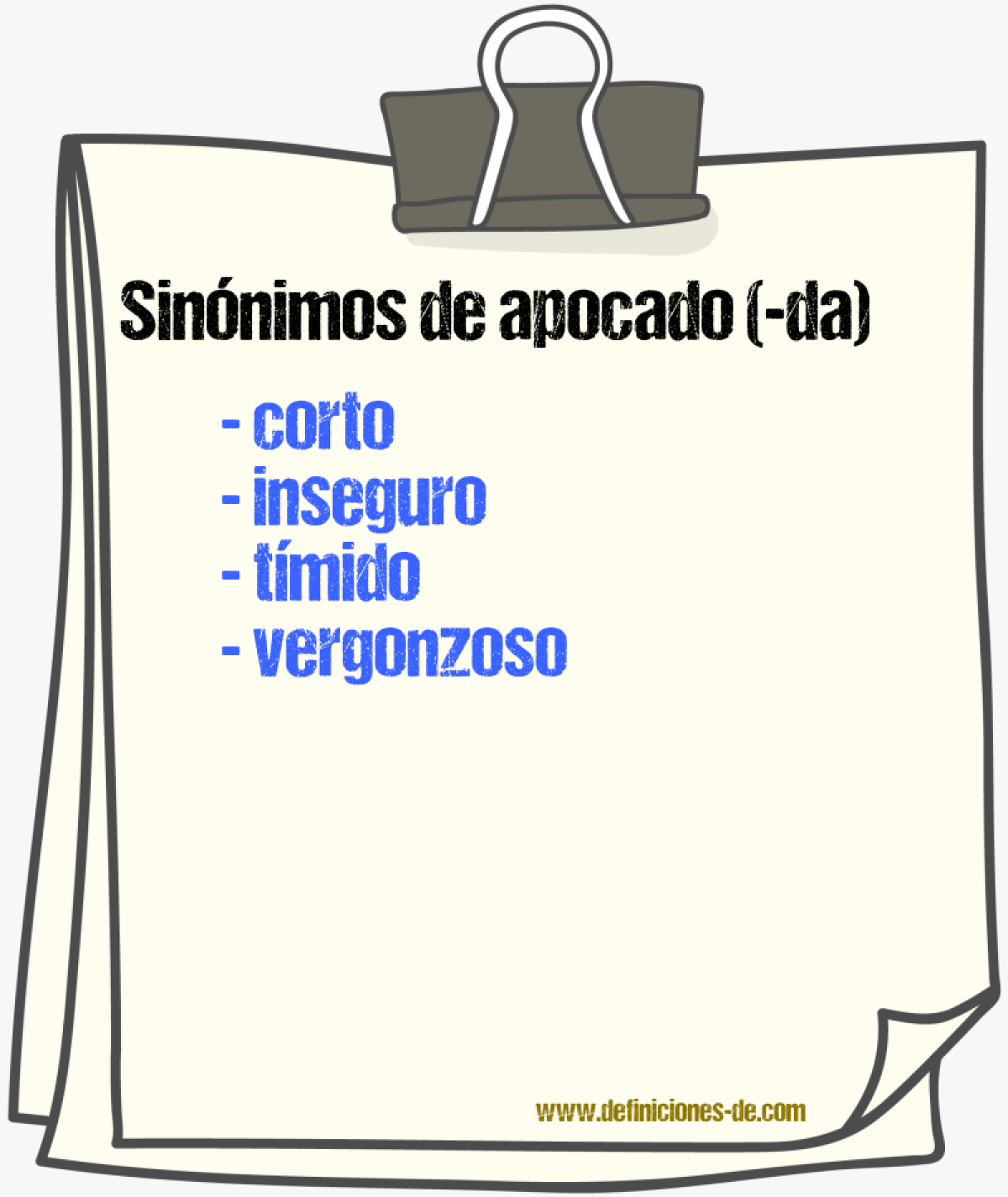 Sinnimos de apocado