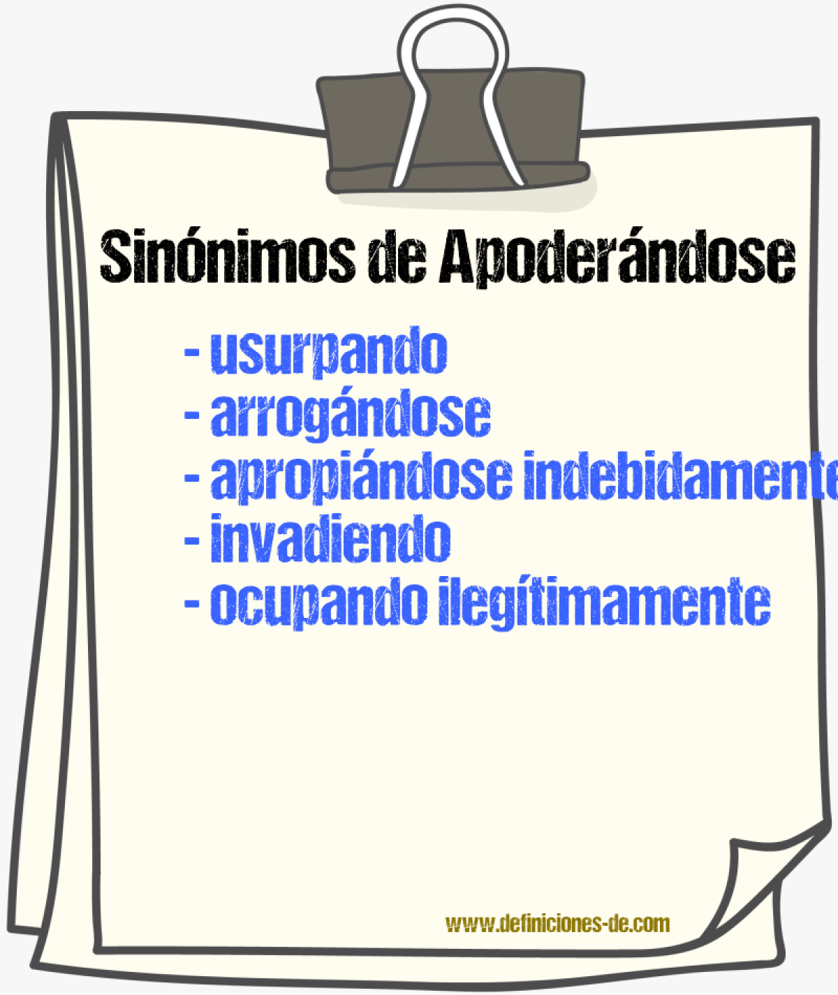 Sinónimos de apoderándose