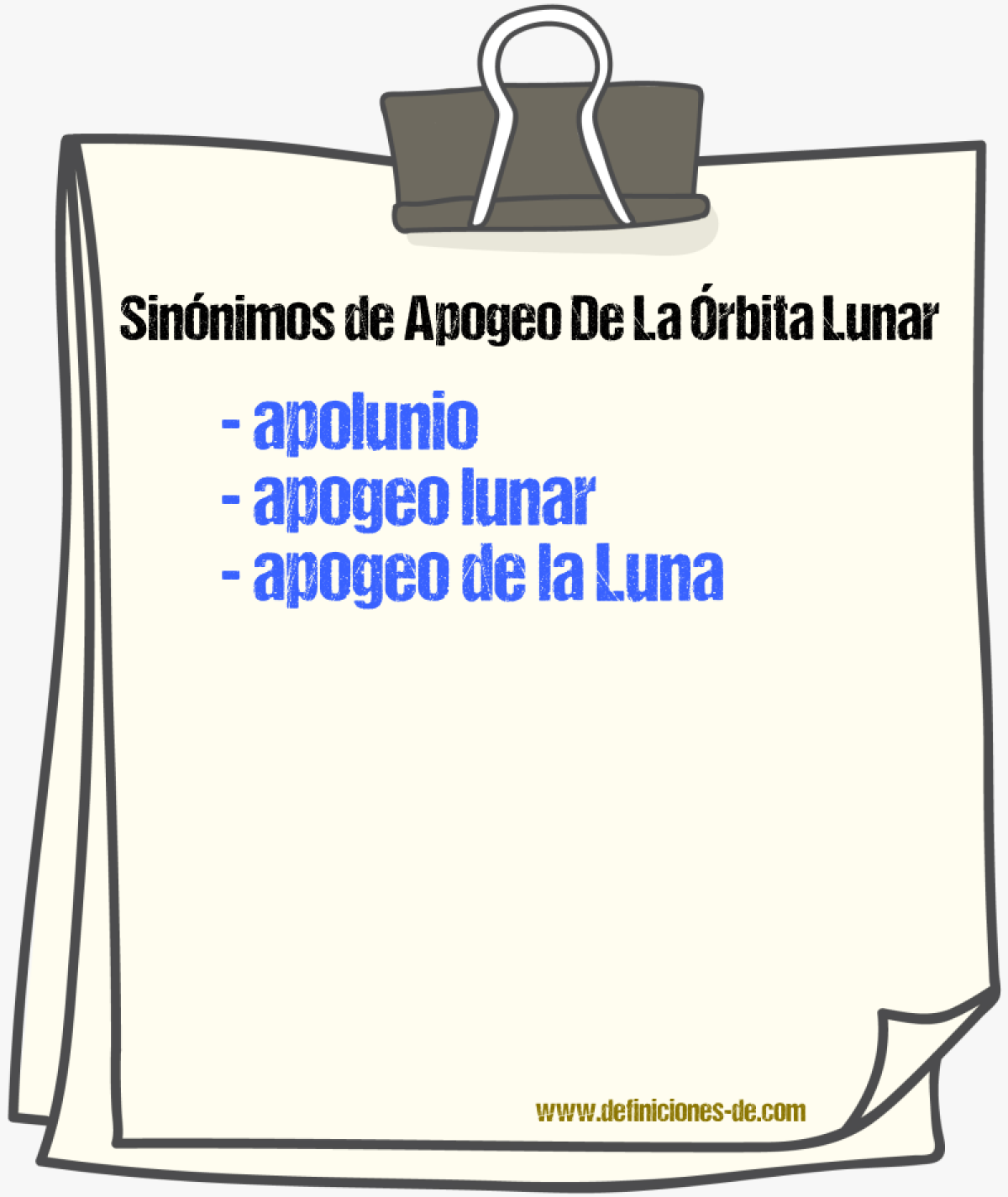 Sinónimos de apogeo de la órbita lunar
