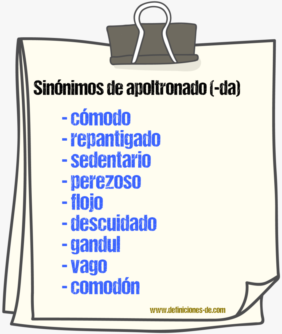 Sinnimos de apoltronado