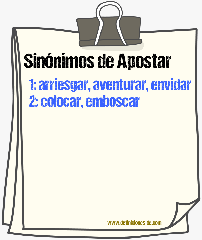 Sinnimos de apostar