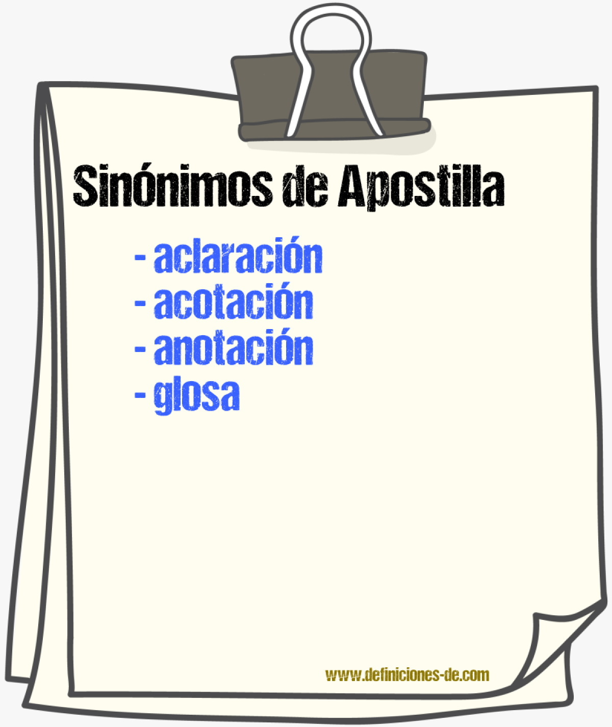 Sinnimos de apostilla