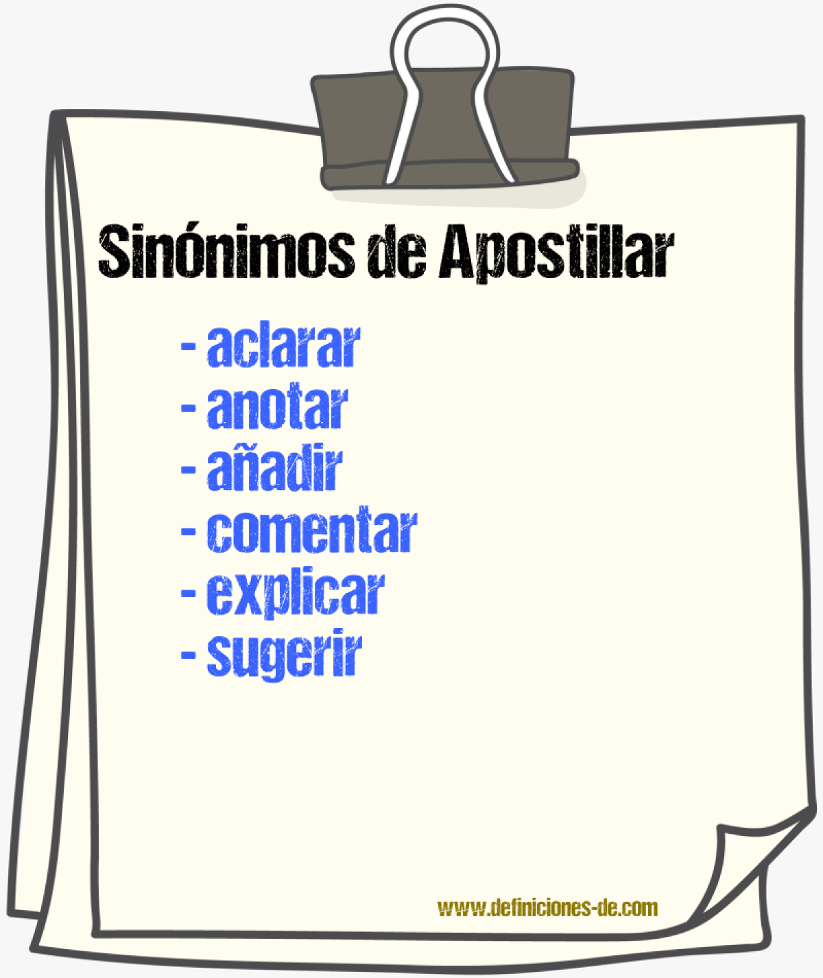 Sinnimos de apostillar