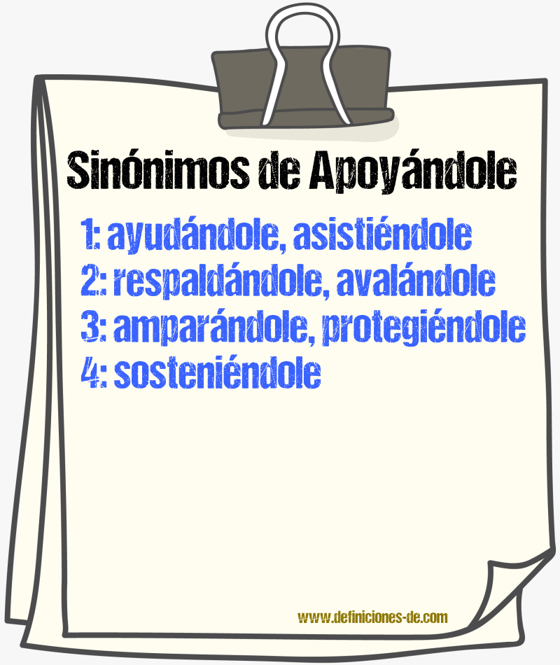 Sinónimos de apoyándole