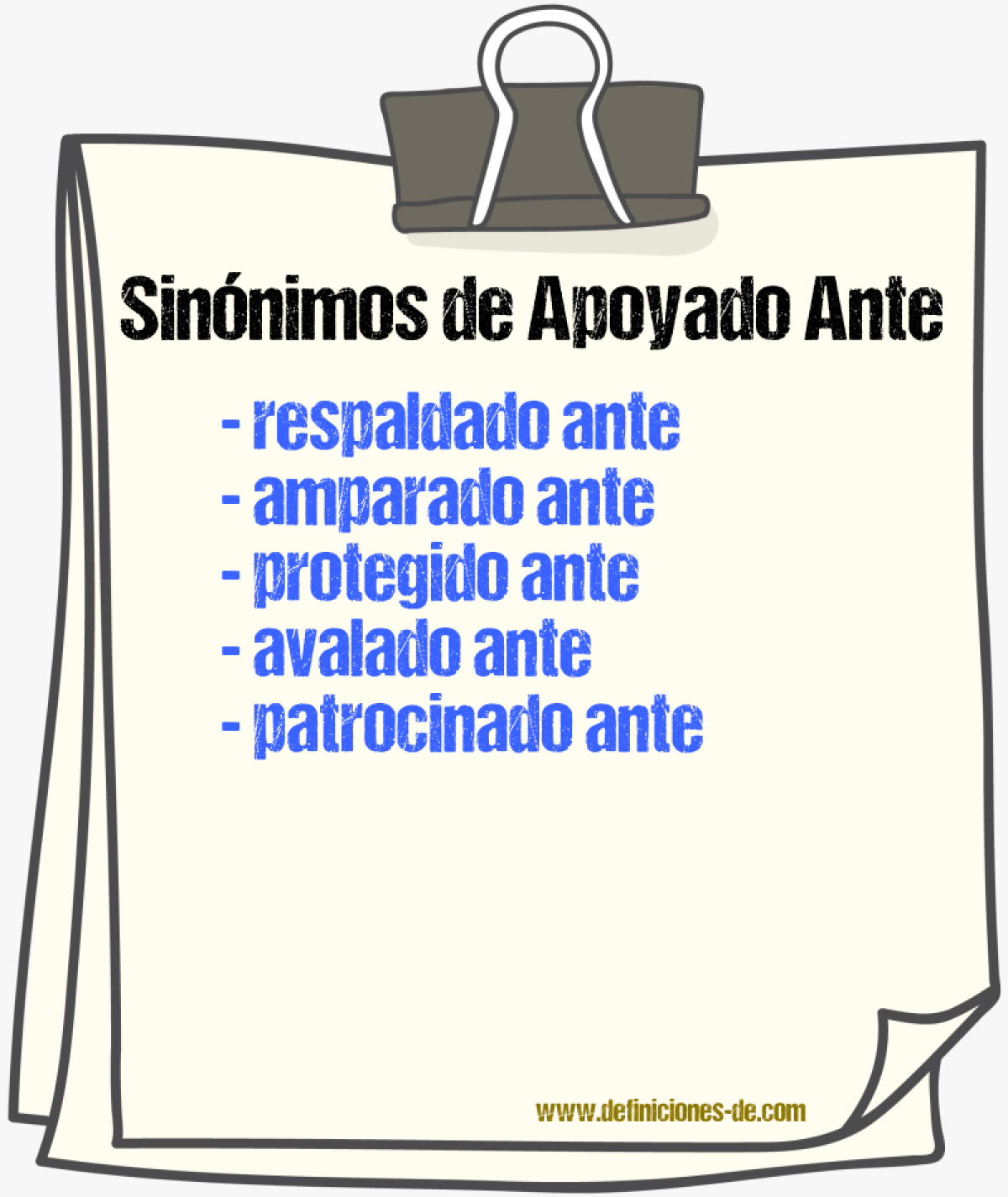 Sinónimos de apoyado ante
