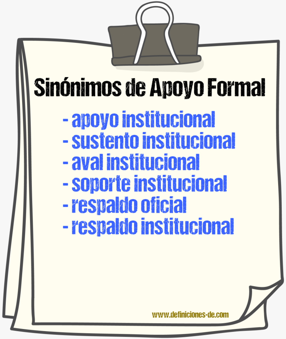 Sinónimos de apoyo formal