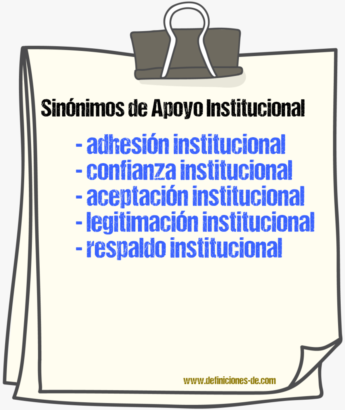 Sinónimos de apoyo institucional