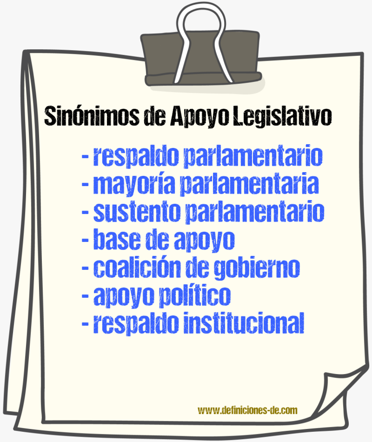 Sinónimos de apoyo legislativo