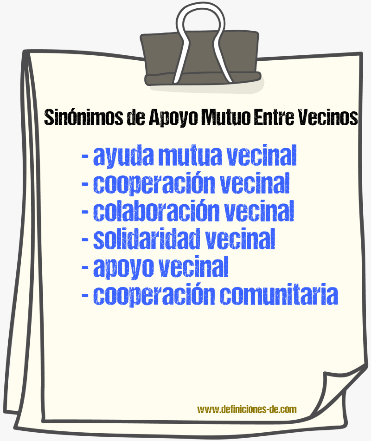 Sinónimos de apoyo mutuo entre vecinos