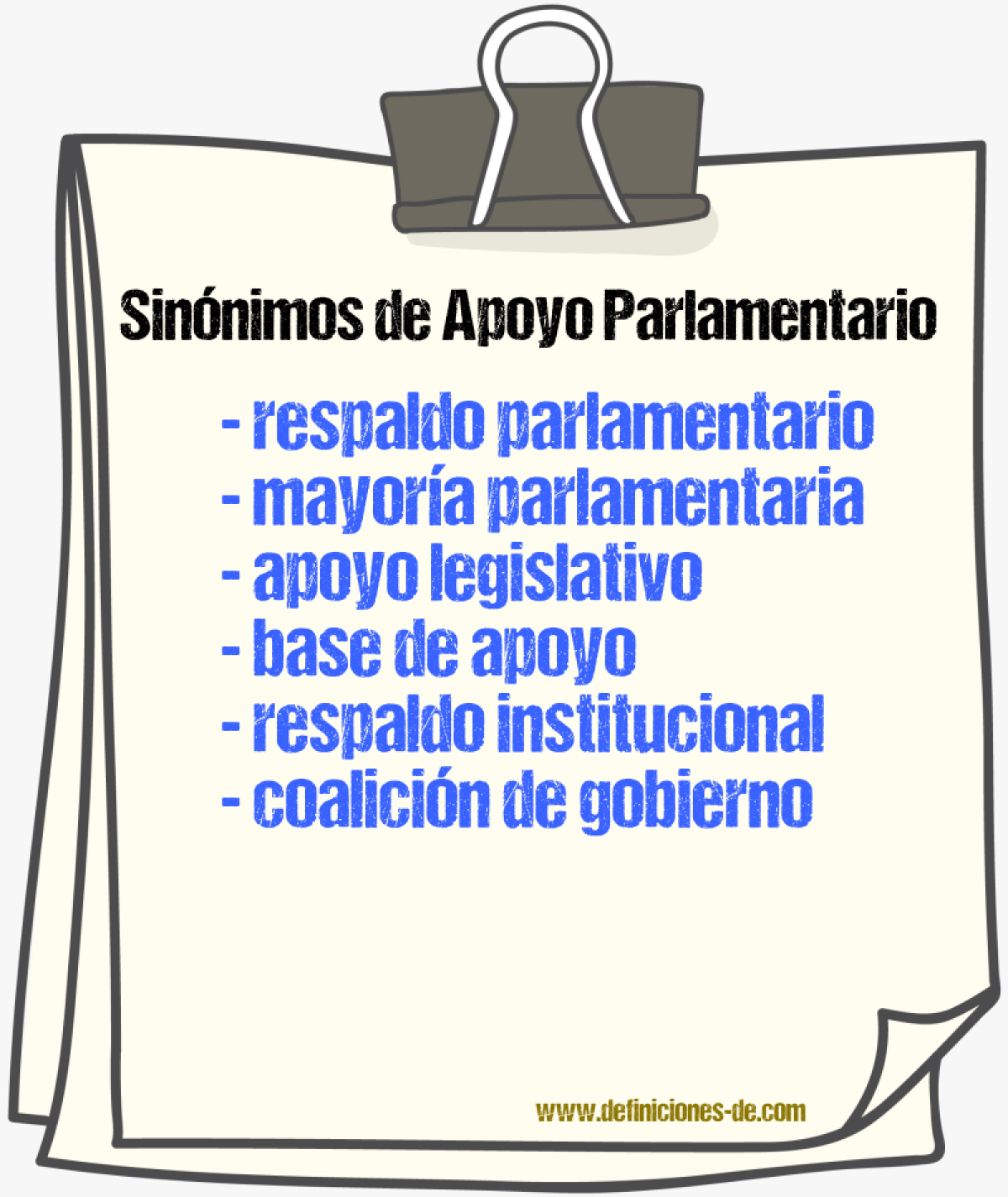 Sinónimos de apoyo parlamentario