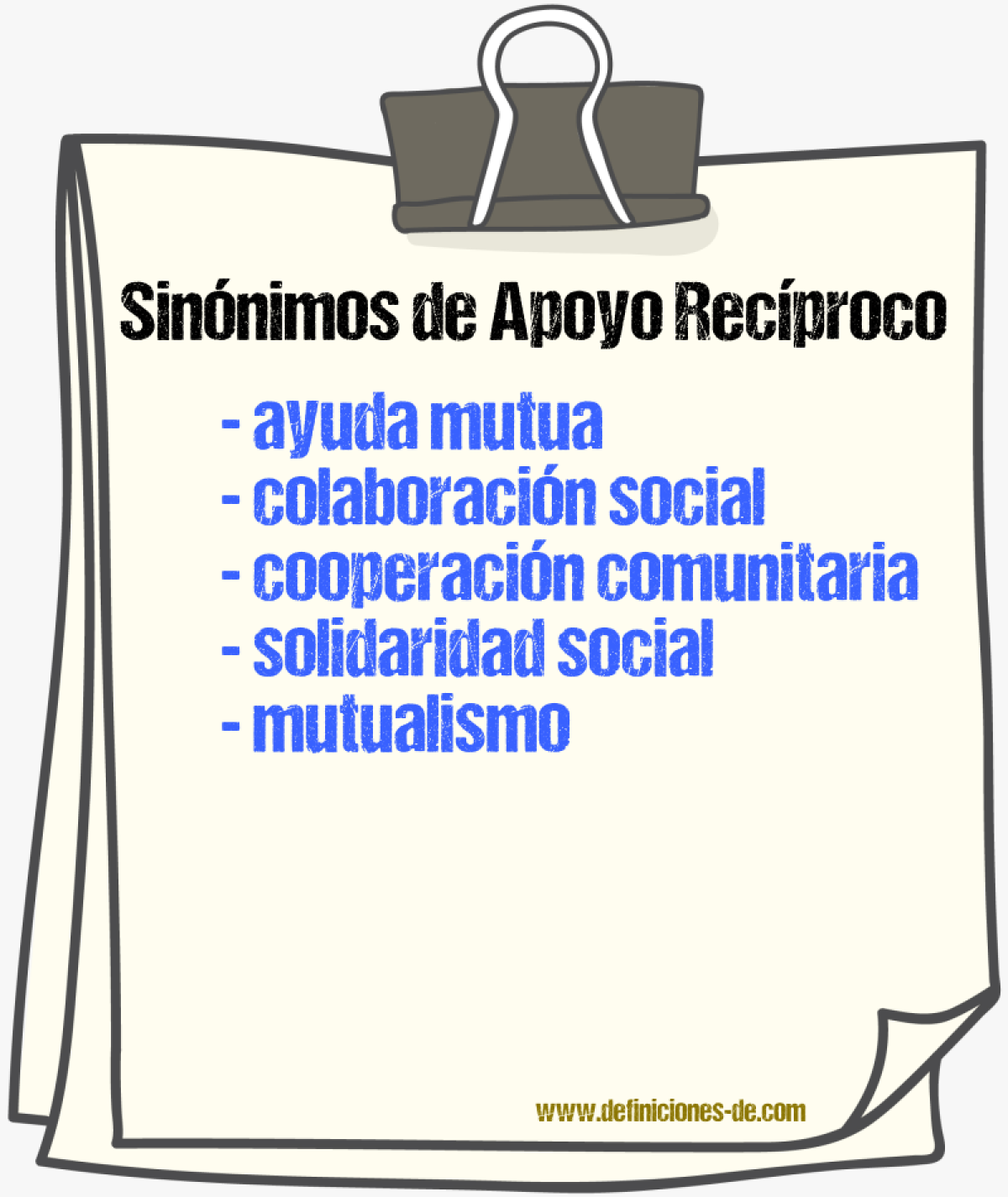 Sinónimos de apoyo recíproco