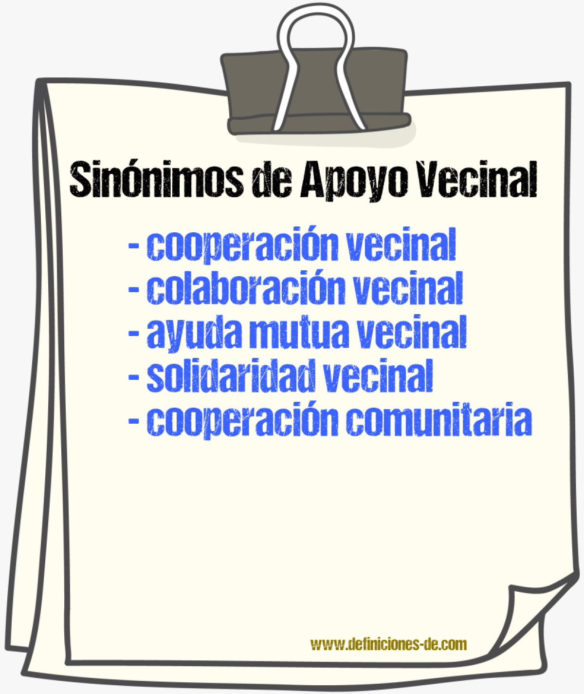Sinónimos de apoyo vecinal