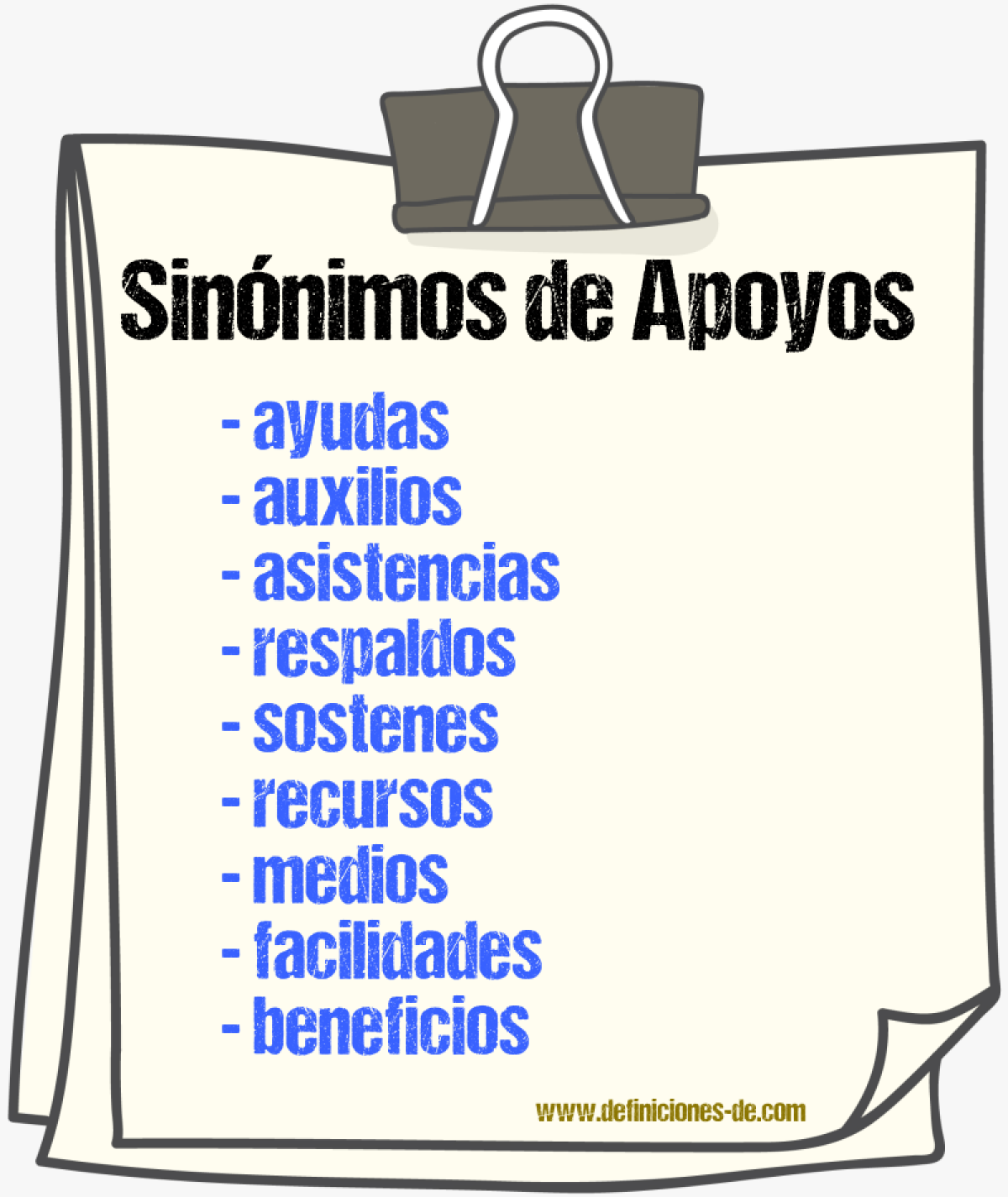Sinónimos de apoyos