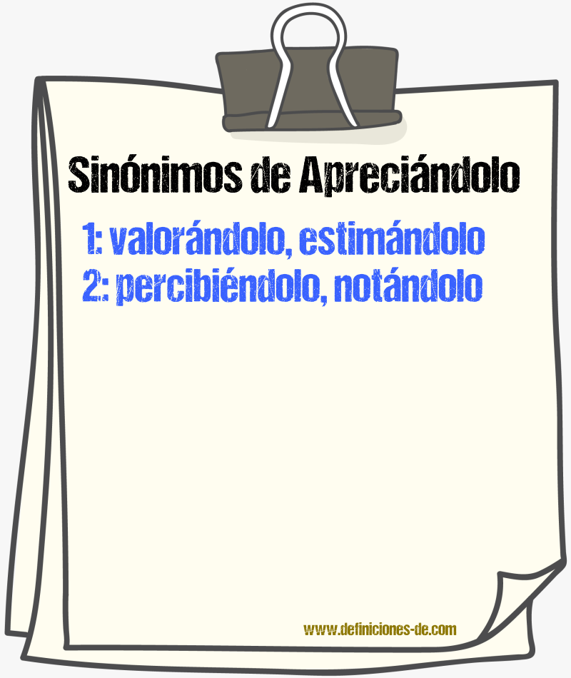 Sinónimos de apreciándolo