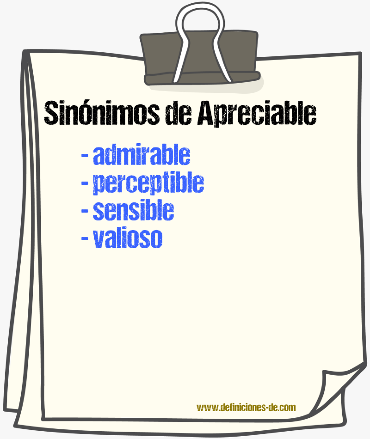 Sinnimos de apreciable