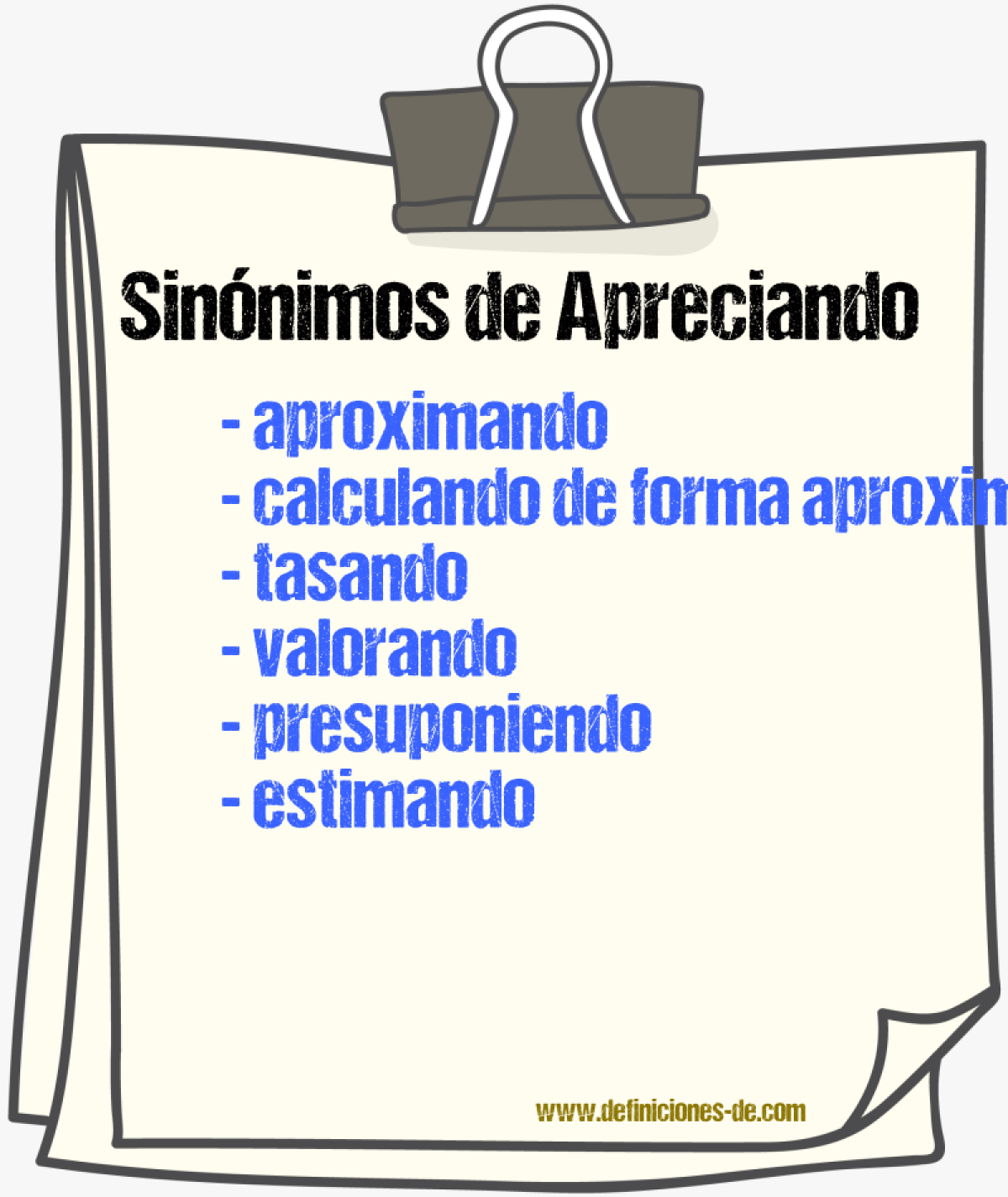 Sinónimos de apreciando