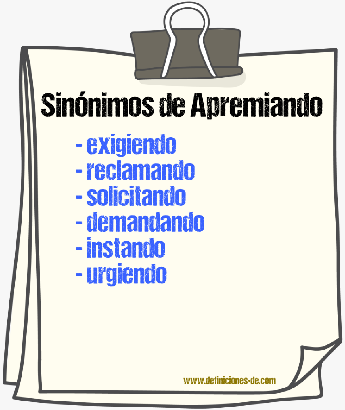 Sinónimos de apremiando