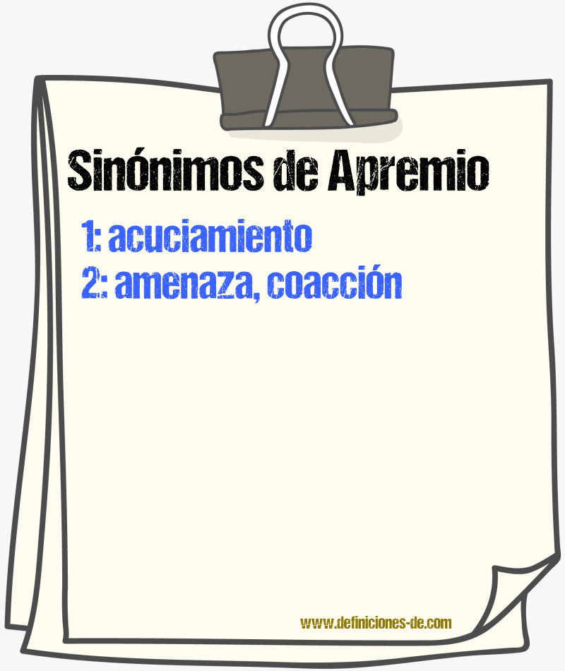 Sinnimos de apremio