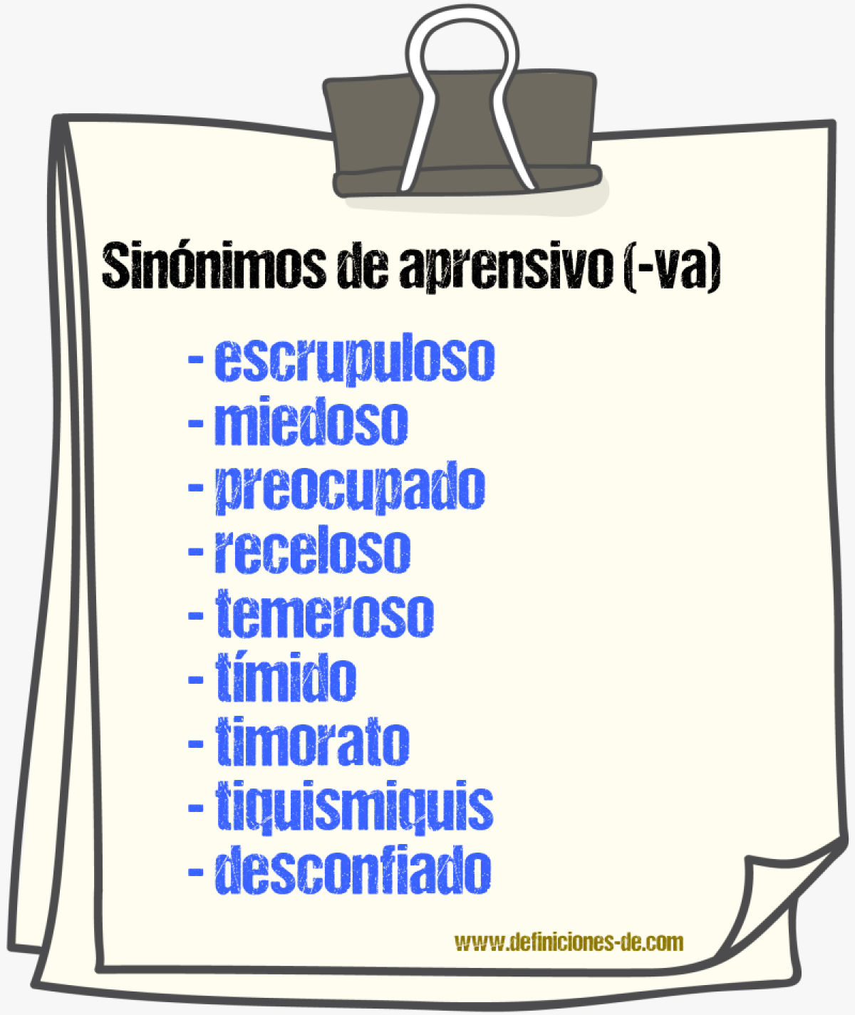 Sinnimos de aprensivo