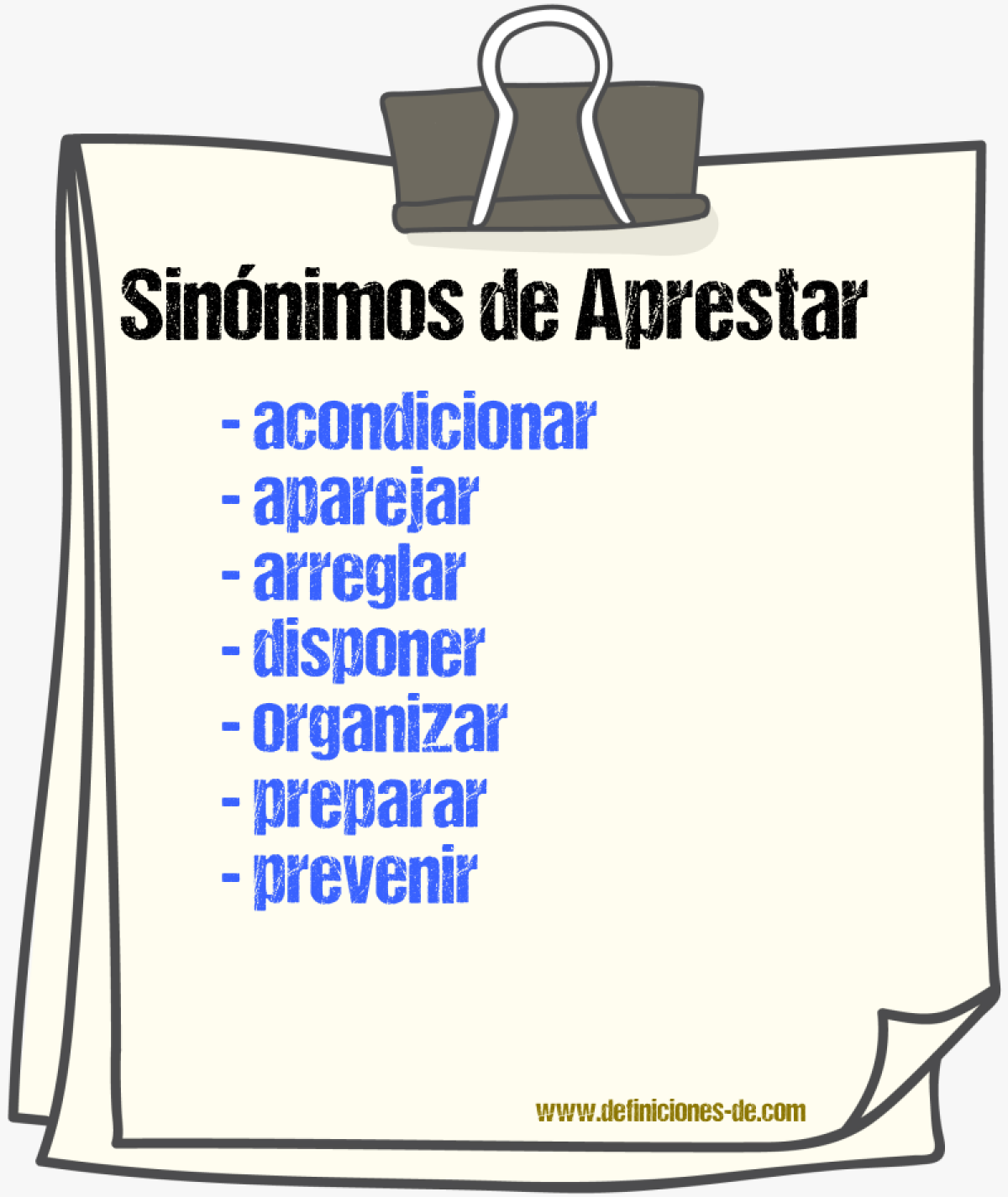 Sinnimos de aprestar