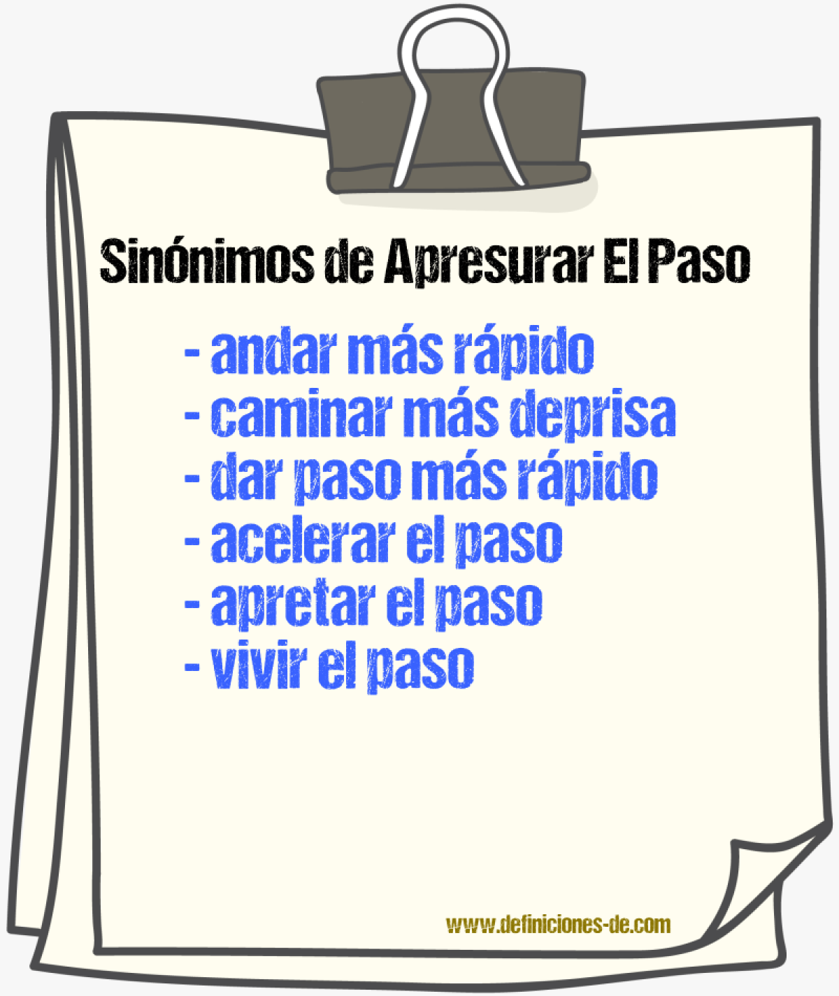Sinónimos de apresurar el paso