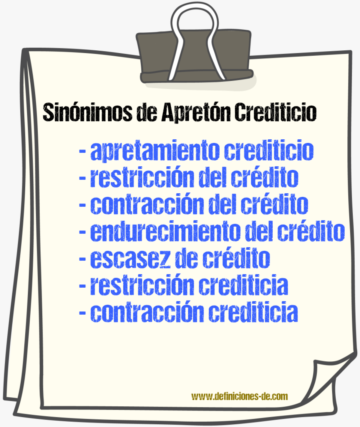 Sinónimos de apretón crediticio