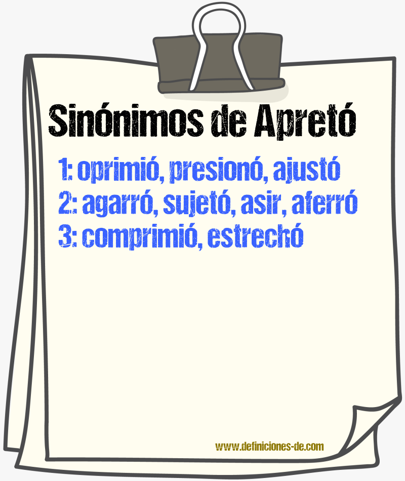 Sinónimos de apretó