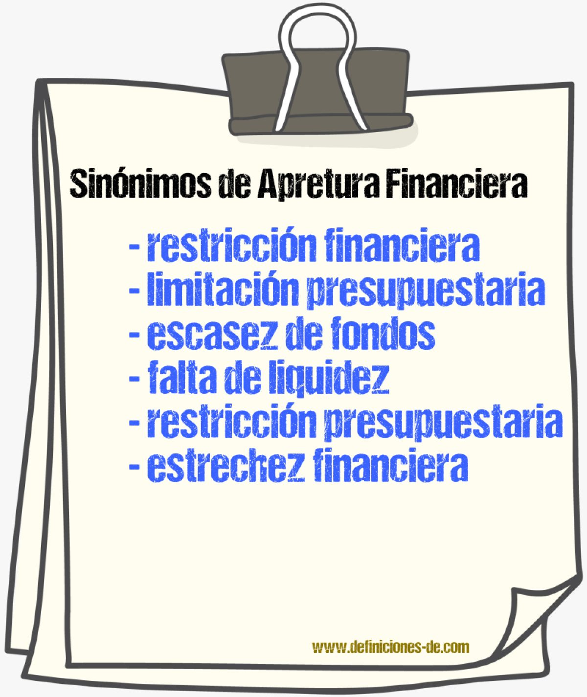 Sinónimos de apretura financiera