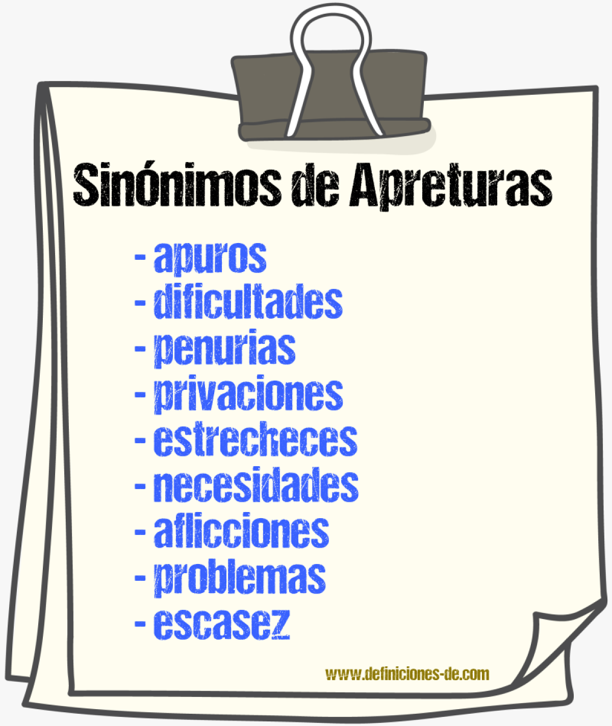 Sinónimos de apreturas