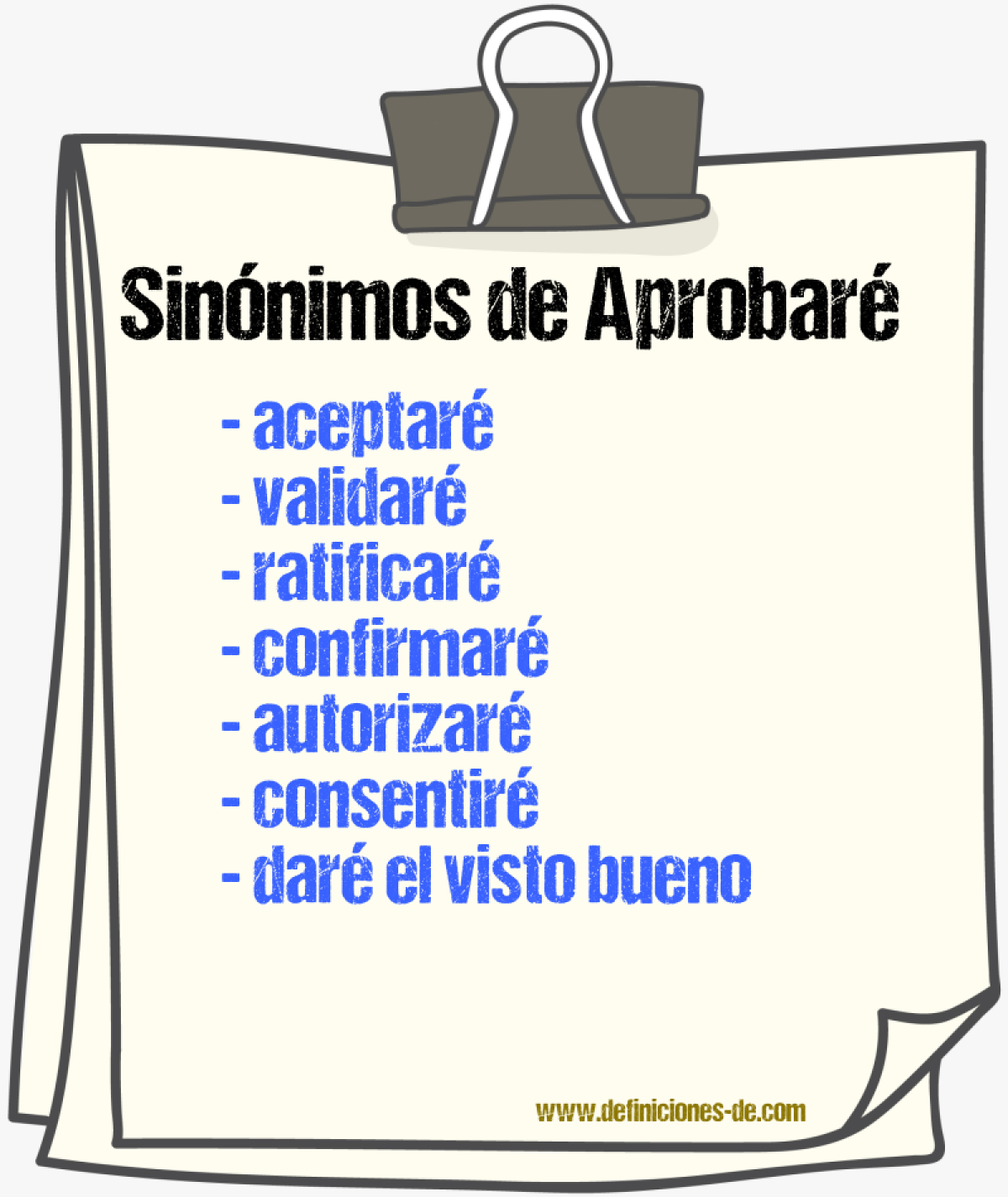 Sinónimos de aprobaré