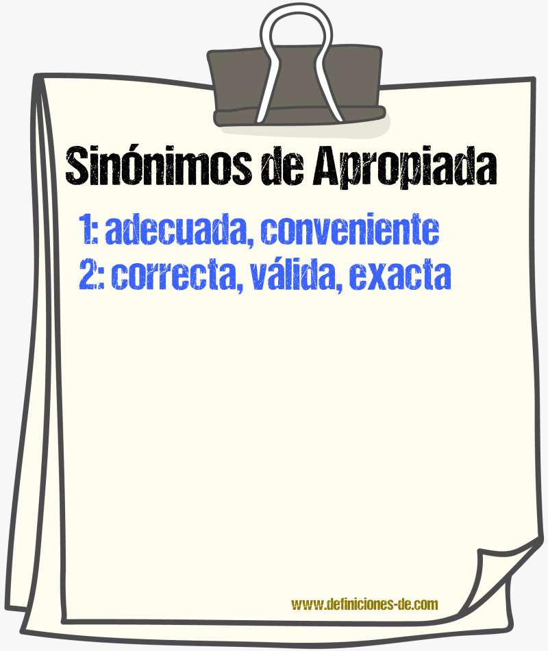 Sinónimos de apropiada