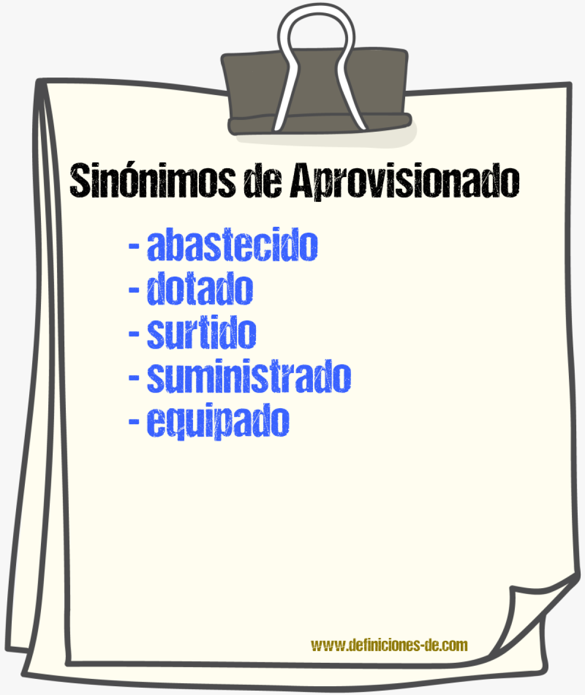 Sinnimos de aprovisionado