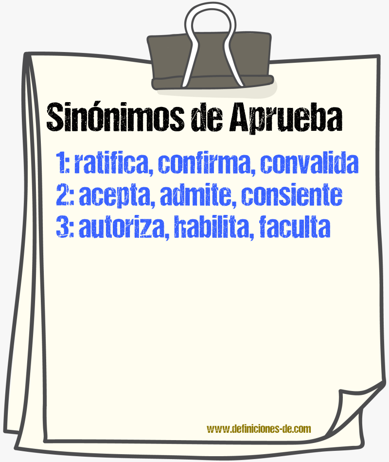 Sinónimos de aprueba