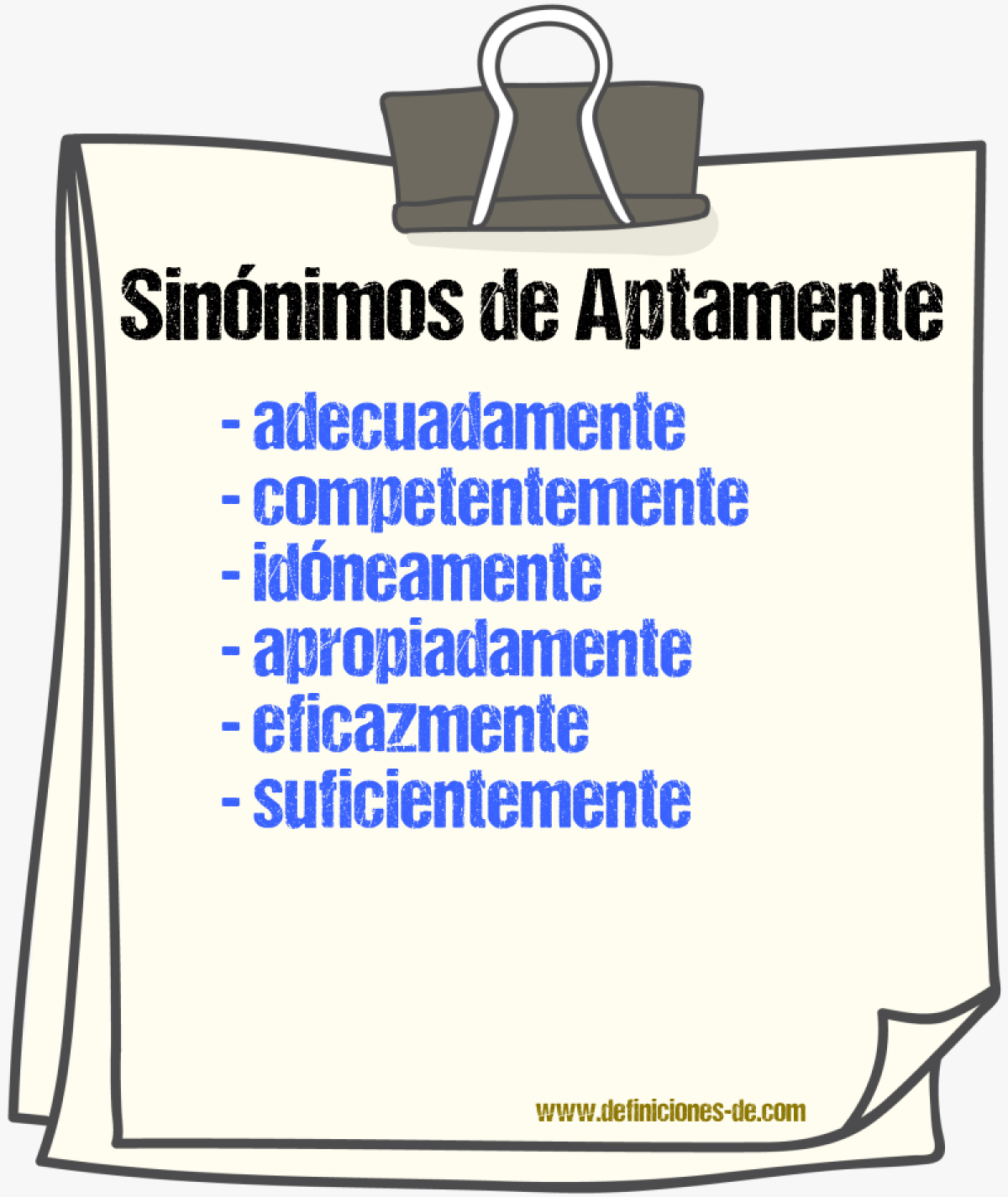 Sinónimos de aptamente