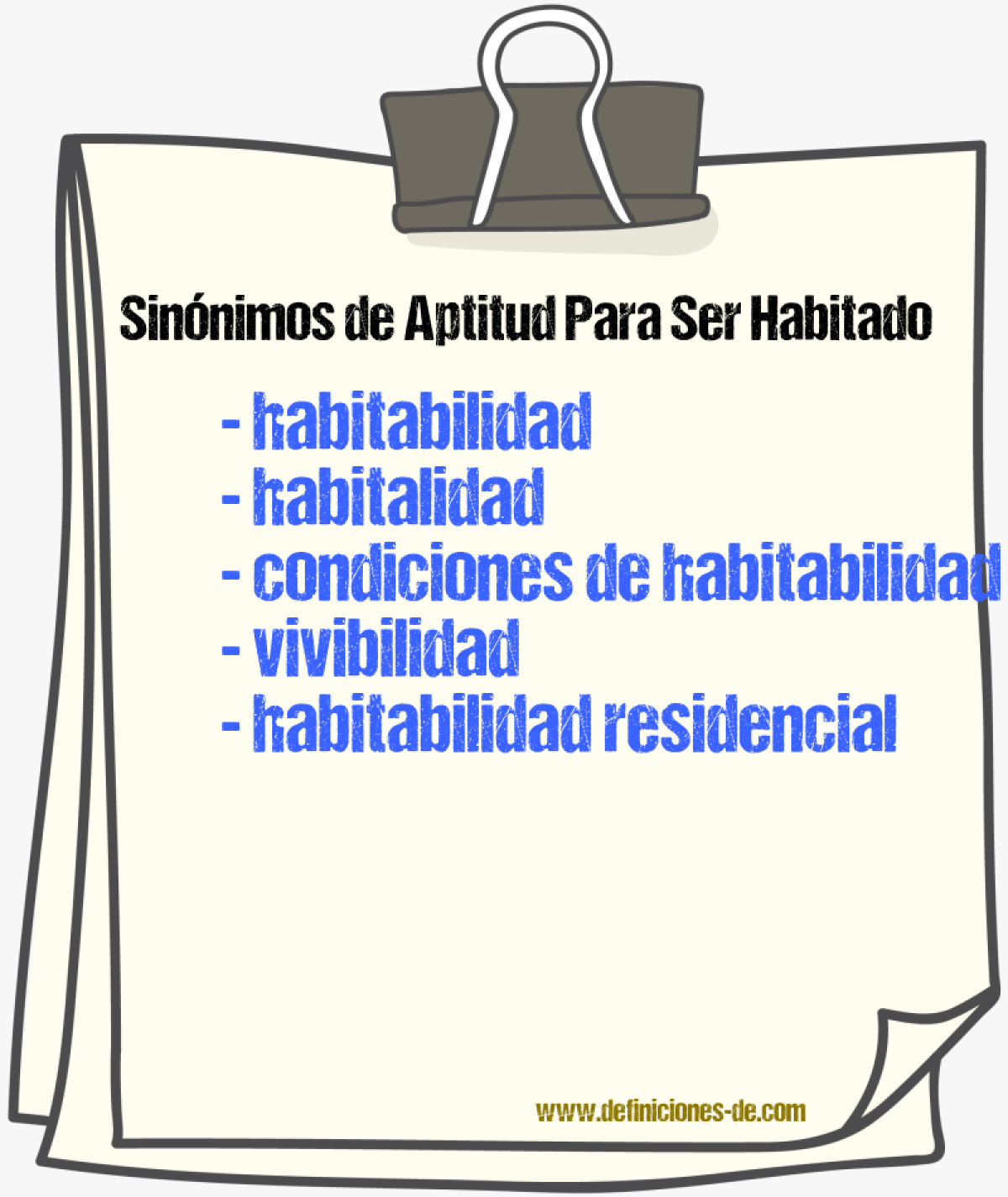 Sinónimos de aptitud para ser habitado