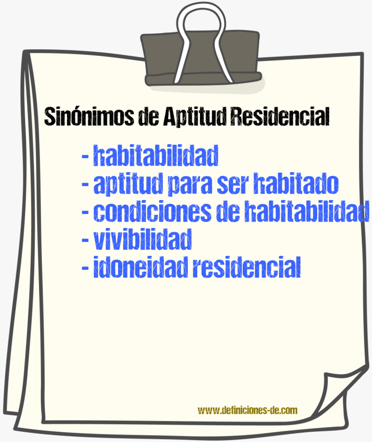 Sinónimos de aptitud residencial
