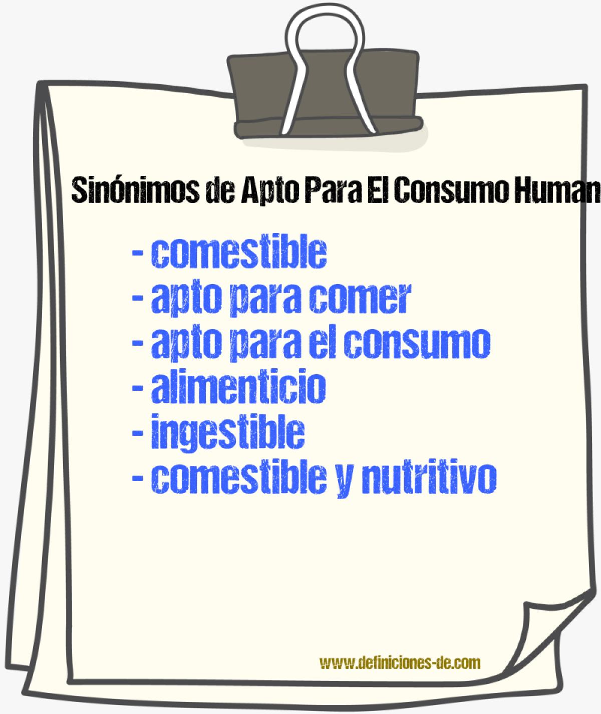 Sinónimos de apto para el consumo humano
