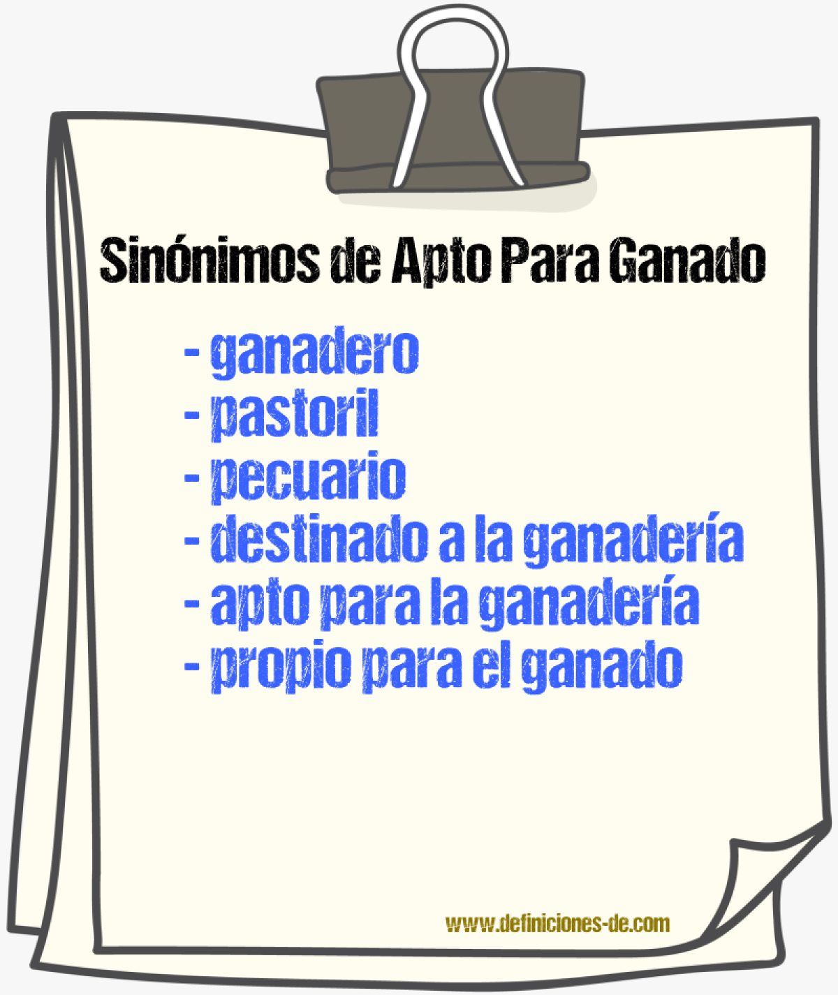 Sinónimos de apto para ganado