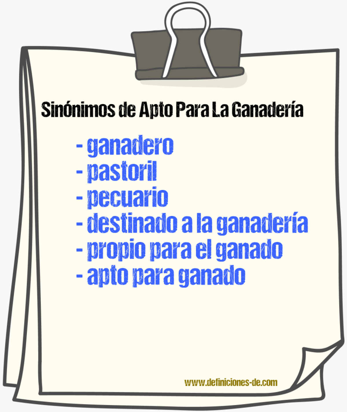 Sinónimos de apto para la ganadería