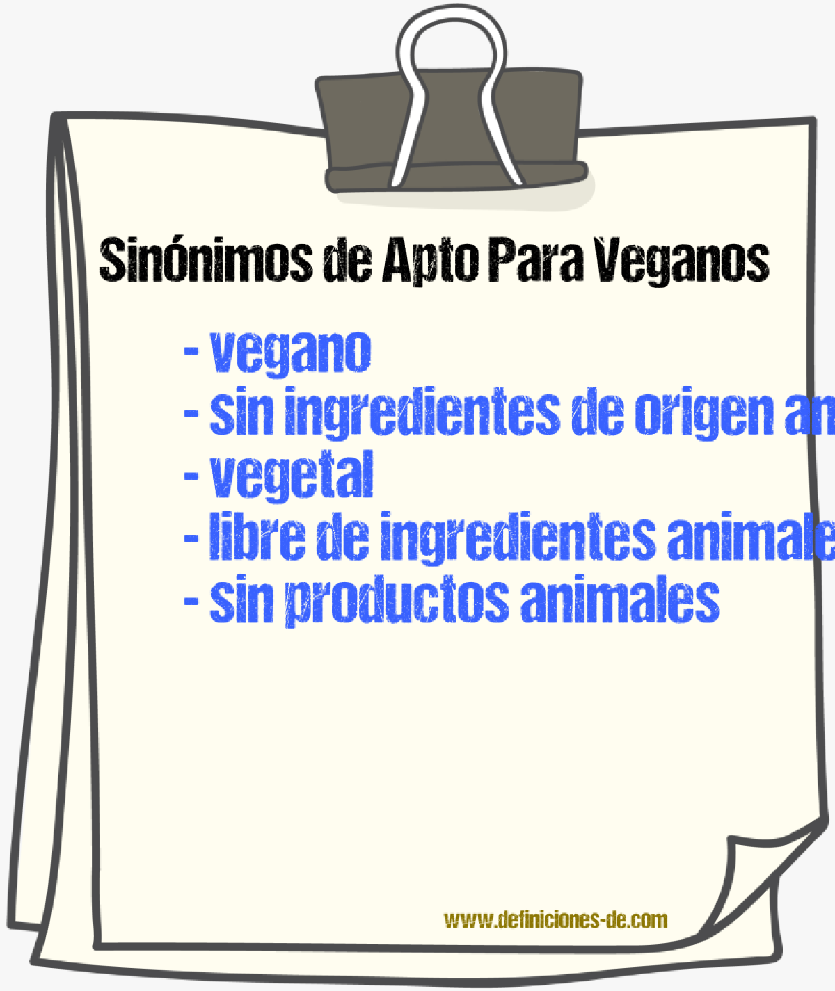 Sinónimos de apto para veganos