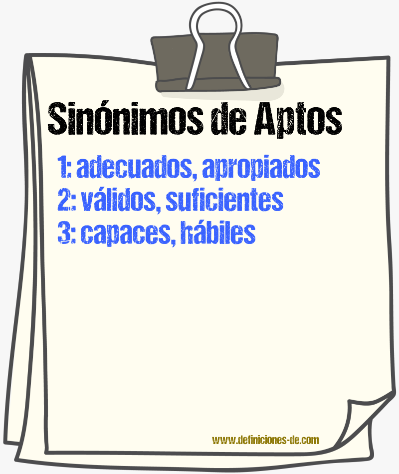 Sinónimos de aptos