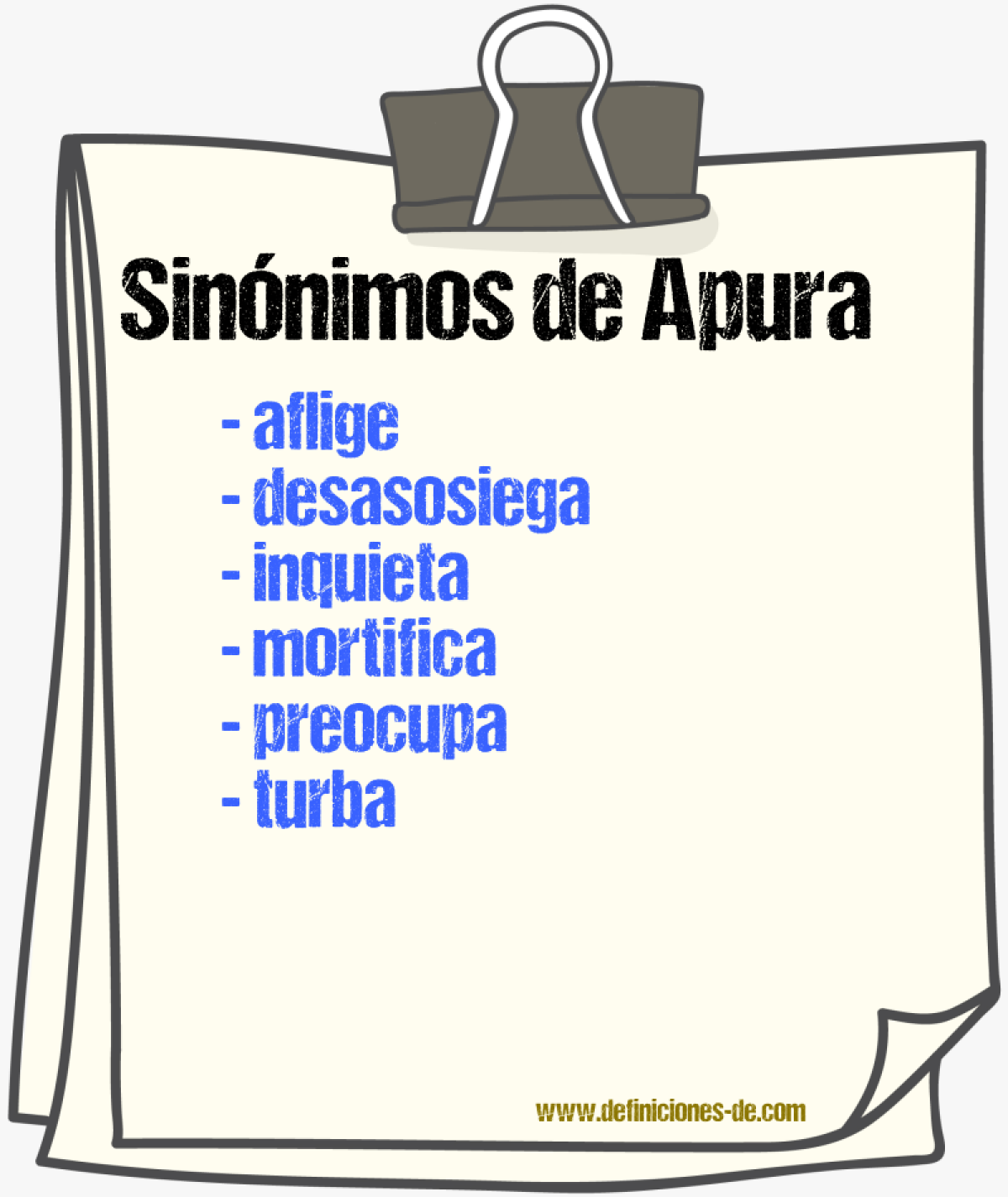 Sinónimos de apura