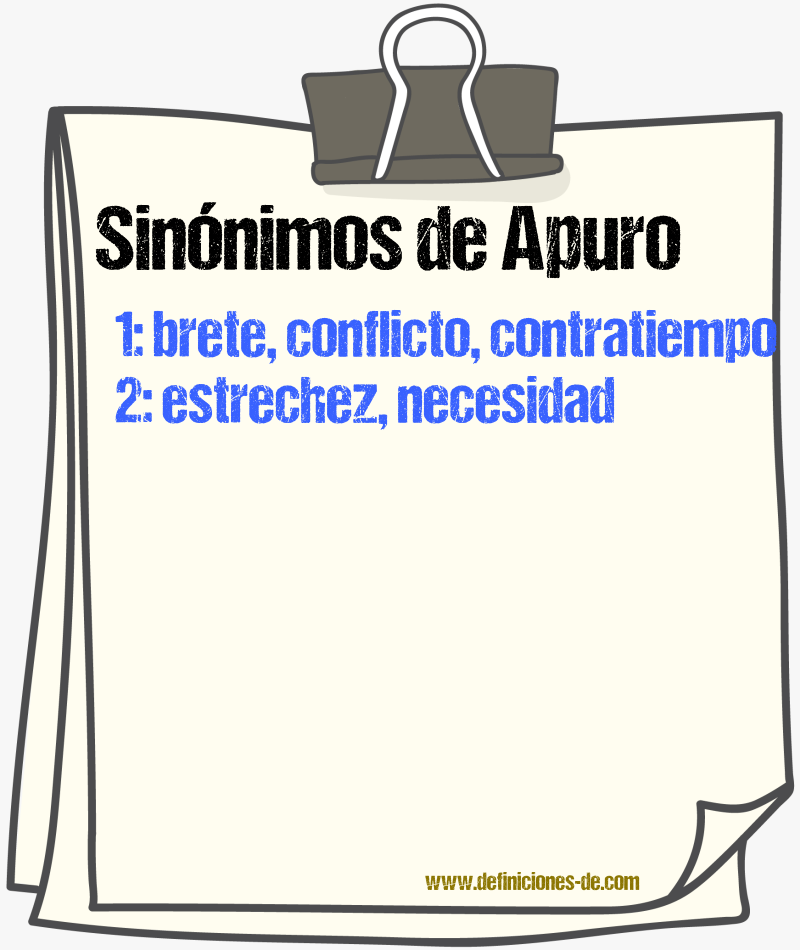 Sinnimos de apuro