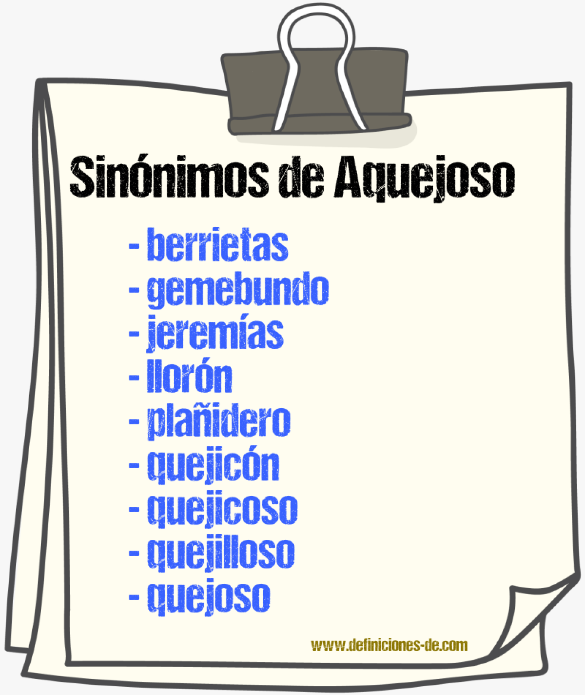 Sinnimos de aquejoso