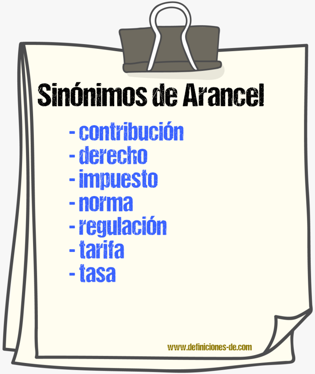 Sinnimos de arancel