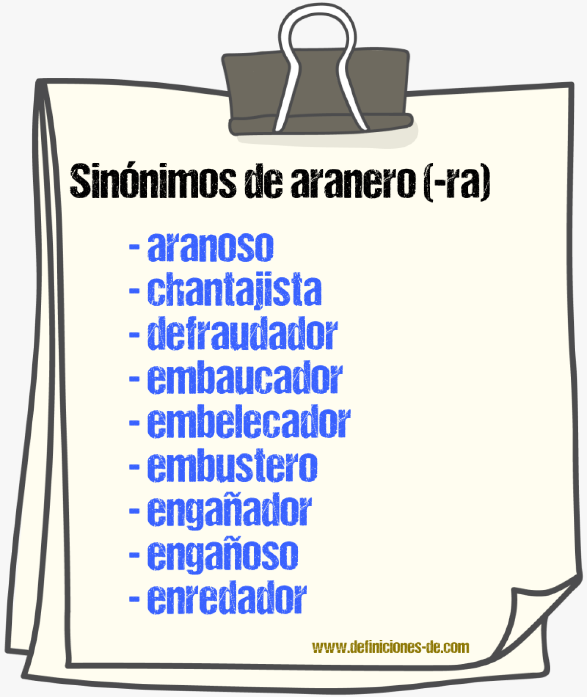 Sinnimos de aranero