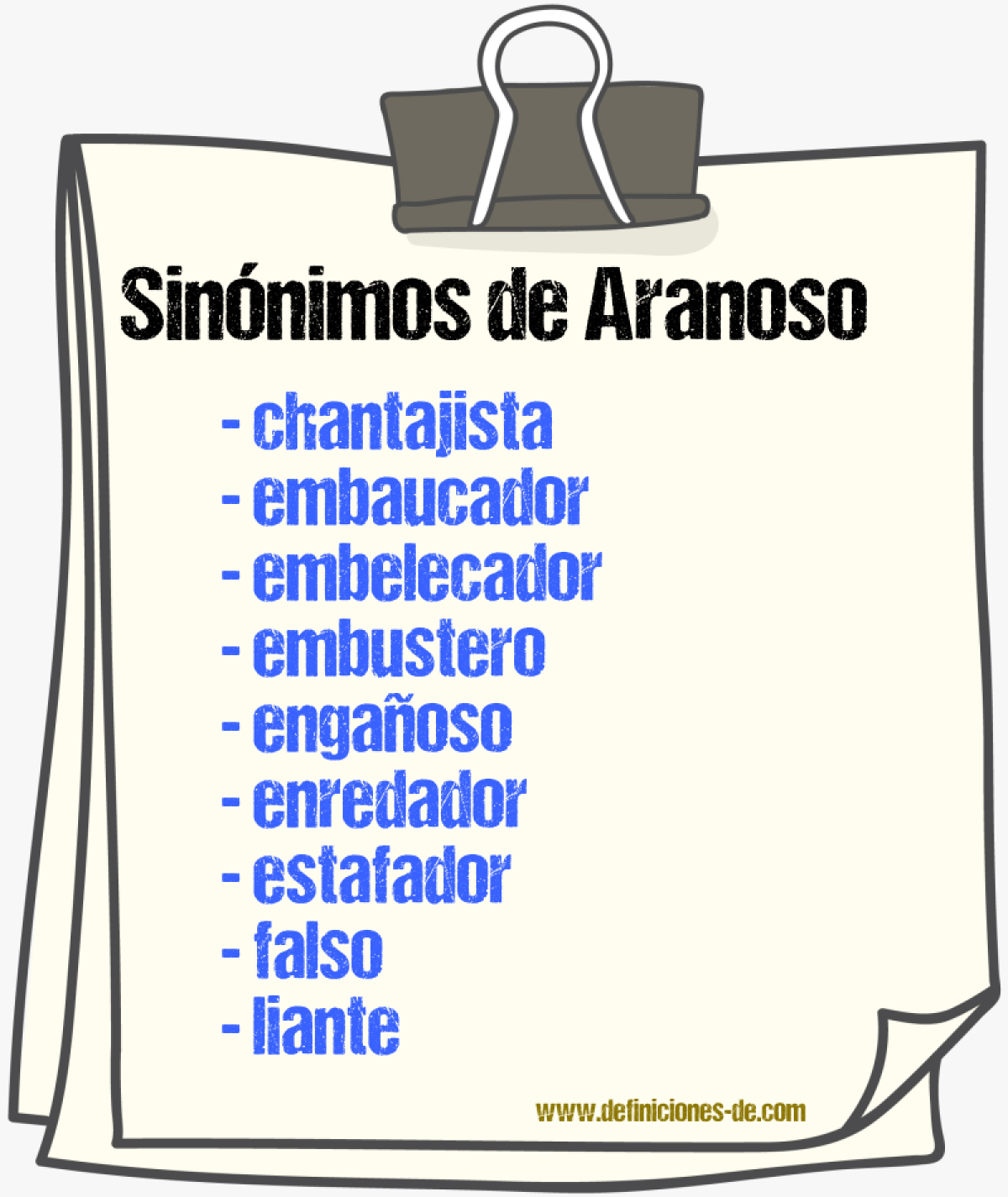 Sinnimos de aranoso